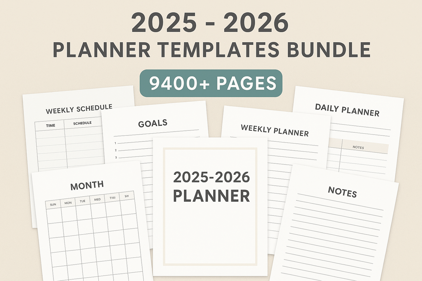 2025-2026 planner template bundle.